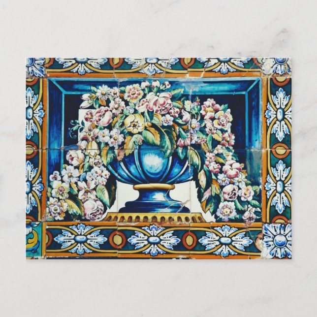 Carte Postale Aqua Fleurs en vase, Plaza de Espana, Séville, Sp (Devant)