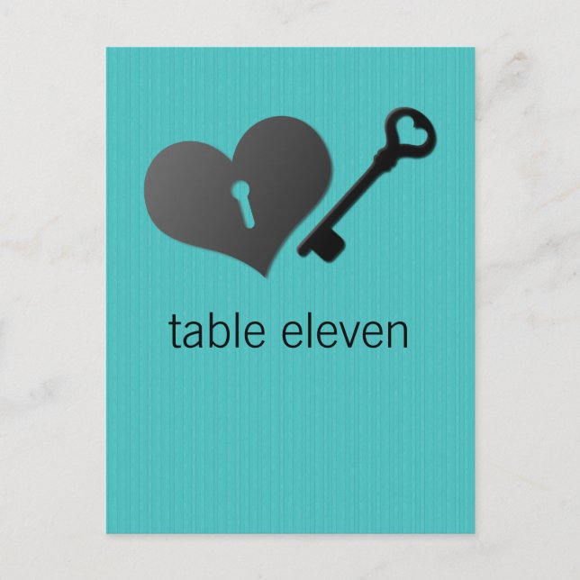 Carte postale Aqua Heart Lock et Key Table (Devant)