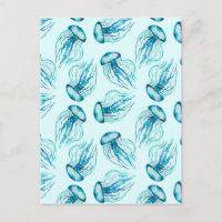 Aqua Jellyfish Motif aquarelle