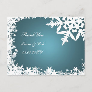 Carte Postale aqua mariage d'hiver Merci