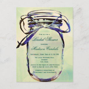 Carte Postale Aqua Mason Jar Invitation de la nuptiale douche PO