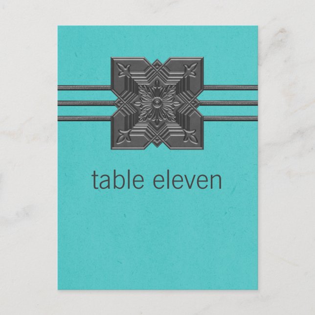 Carte postale Aqua Medallion Border Table (Devant)