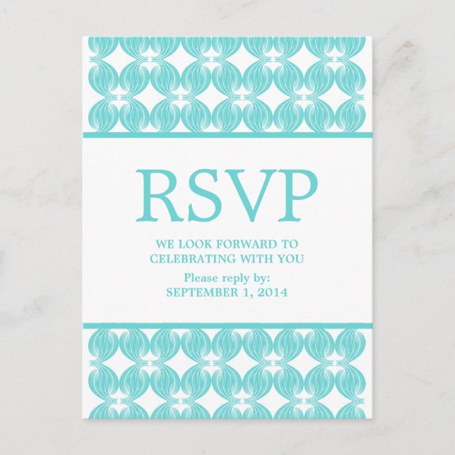 Carte postale Aqua Modern Deco RSVP (Devant)