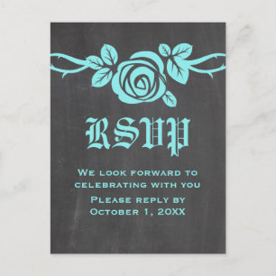 Carte postale Aqua Rose Chalkboard RSVP