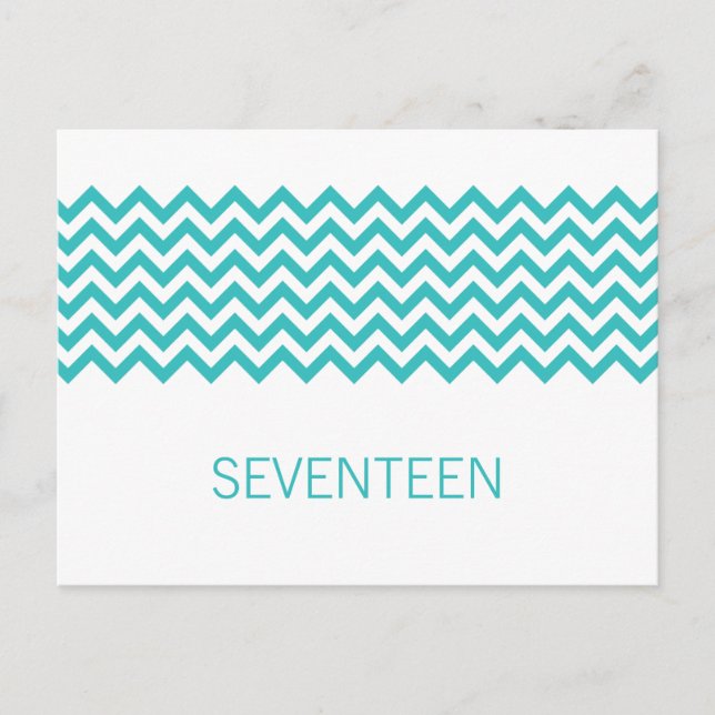 Carte postale Aqua Simple Chevron Numéro de table (Devant)