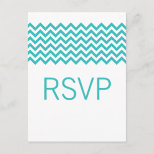 Carte postale Aqua Simple Chevron RSVP