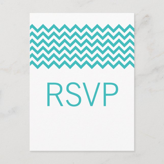 Carte postale Aqua Simple Chevron RSVP (Devant)