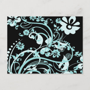 Carte Postale Aqua Turquoise et Black Floral Fils Cadeaux pour f