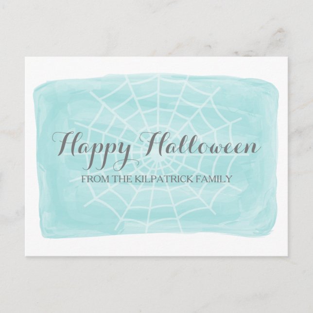 Carte postale Aqua Watercolor Spider Web Halloween (Devant)