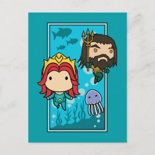 Carte Postale Aquaman   Chibi Mera & Aquaman Graphisme sous-mari