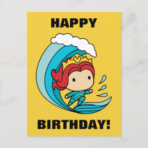 Carte Postale Aquaman   Chibi Mera Riding Vague Graphique