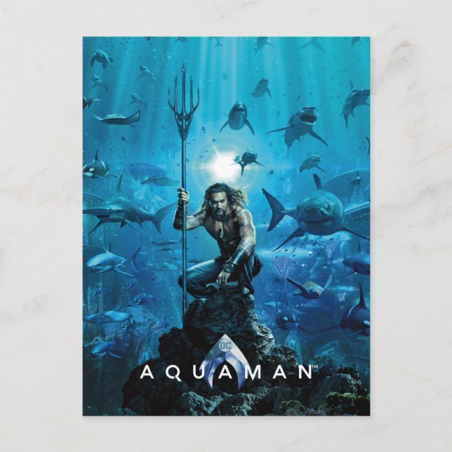 Carte Postale Aquaman | Prince Orin avec animaux aquatiques (Devant)
