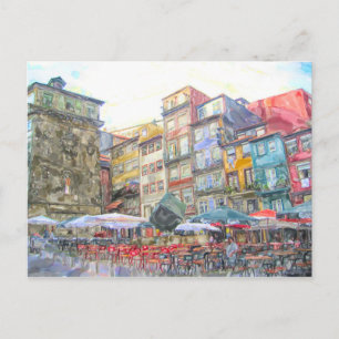 Carte Postale Aquarell. Stadtansicht von Porto am Douro.