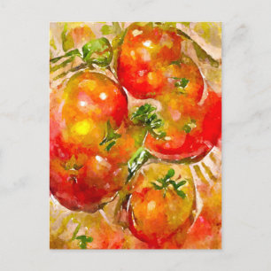 Carte Postale Aquarell. Tomates rouges. Cuisine