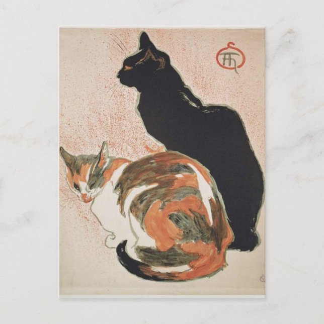 Carte Postale Aquarelle - 2 Chats - Théophile Alexandre Steinlen (Devant)