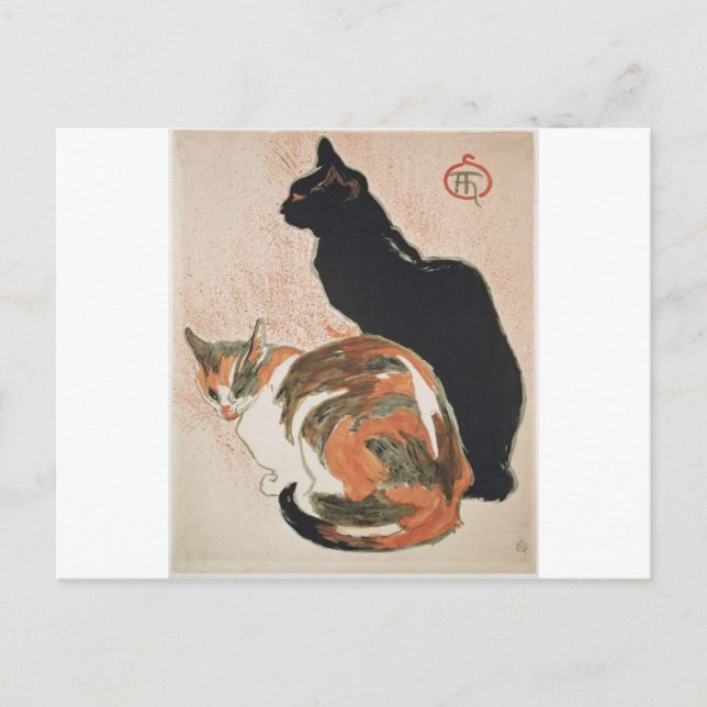 Carte Postale Aquarelle - 2 Chats - Théophile Alexandre Steinlen (Devant)