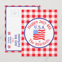 Aquarelle 4 juillet Drapeau USA Rouge à carreaux I