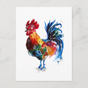 Carte Postale Aquarelle à grand coq