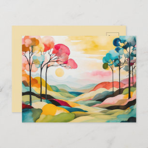 Carte Postale Aquarelle Abstraite couleur au printemps