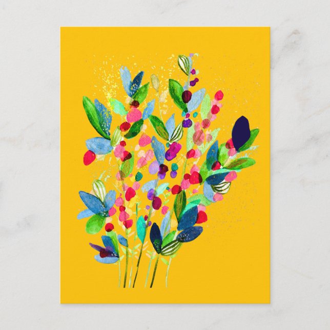 Carte Postale Aquarelle abstraite florale colorée (Devant)