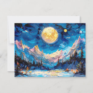 Carte Postale Aquarelle Abstraite illustration de la pleine lune