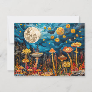 Carte Postale Aquarelle Abstraite illustration de la pleine lune