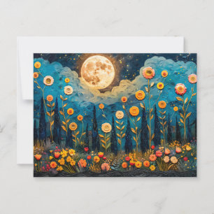 Carte Postale Aquarelle Abstraite illustration de pleine lune