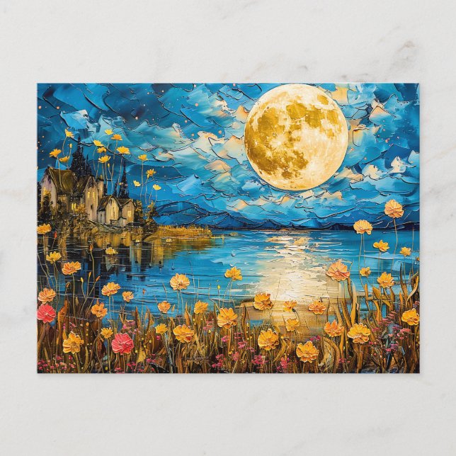 Carte Postale Aquarelle Abstraite illustration de refl pleine lu (Devant)