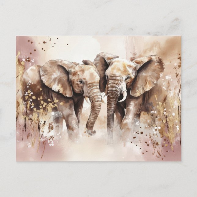 Carte Postale Aquarelle abstraite Illustration d'un éléphant (Devant)