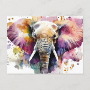 Carte Postale Aquarelle abstraite Illustration d'un éléphant