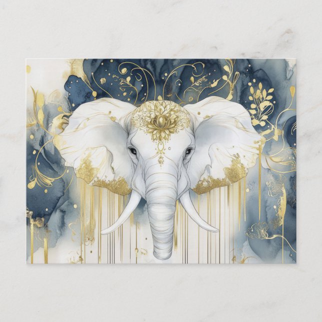 Carte Postale Aquarelle abstraite Illustration d'un éléphant (Devant)