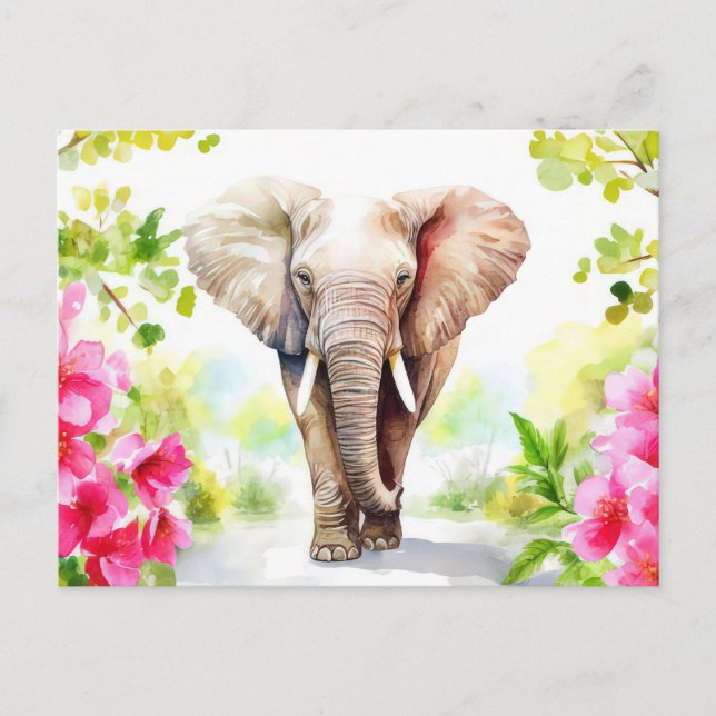 Carte Postale Aquarelle abstraite Illustration d'un éléphant (Devant)