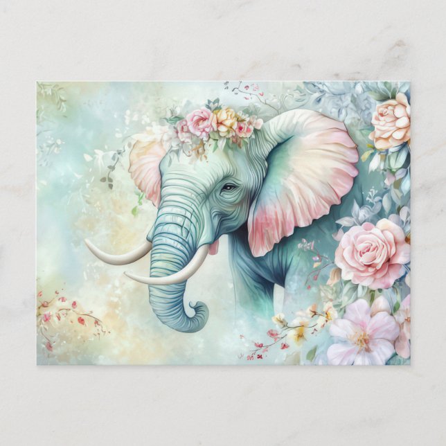 Carte Postale Aquarelle abstraite Illustration d'un éléphant (Devant)