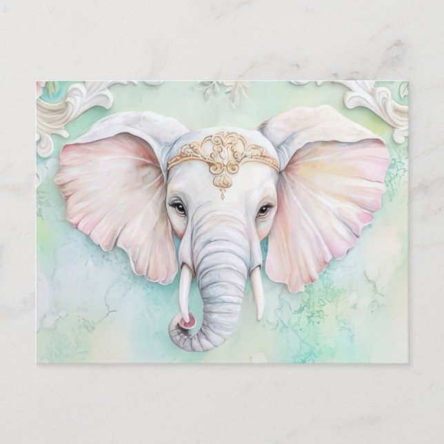 Carte Postale Aquarelle abstraite Illustration d'un éléphant (Devant)