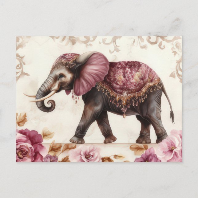 Carte Postale Aquarelle abstraite Illustration d'un éléphant (Devant)