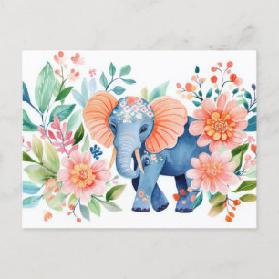 Carte Postale Aquarelle abstraite Illustration d'un éléphant