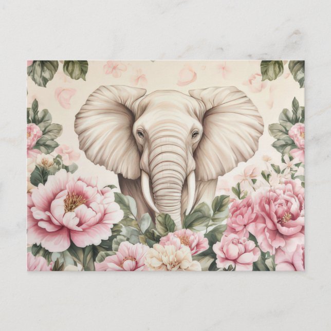 Carte Postale Aquarelle abstraite Illustration d'un éléphant (Devant)