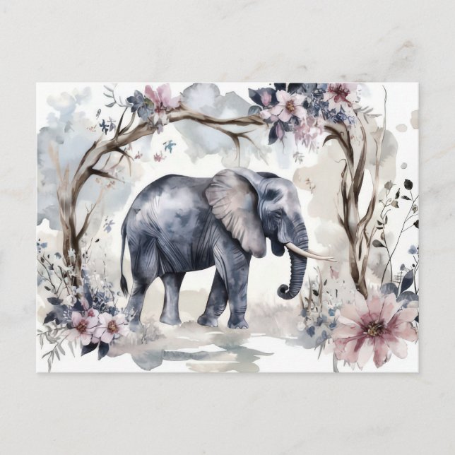 Carte Postale Aquarelle abstraite Illustration d'un éléphant (Devant)