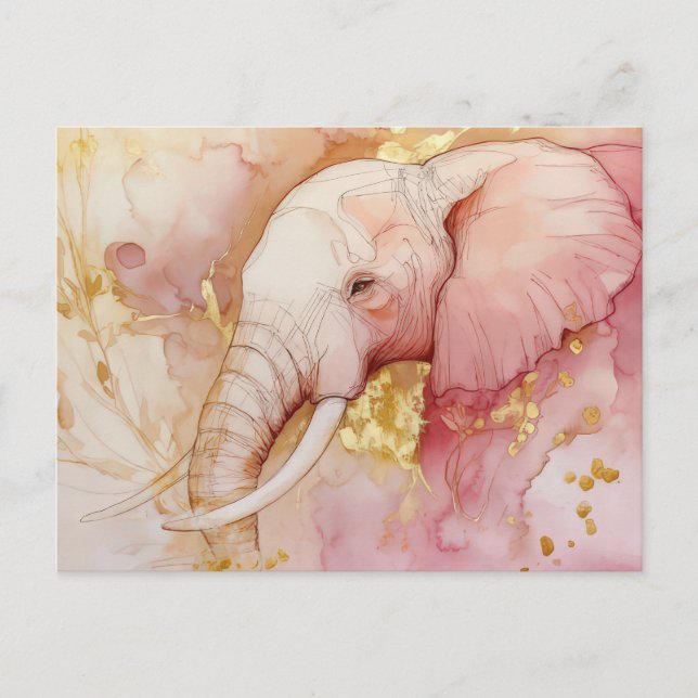 Carte Postale Aquarelle abstraite Illustration d'un éléphant (Devant)
