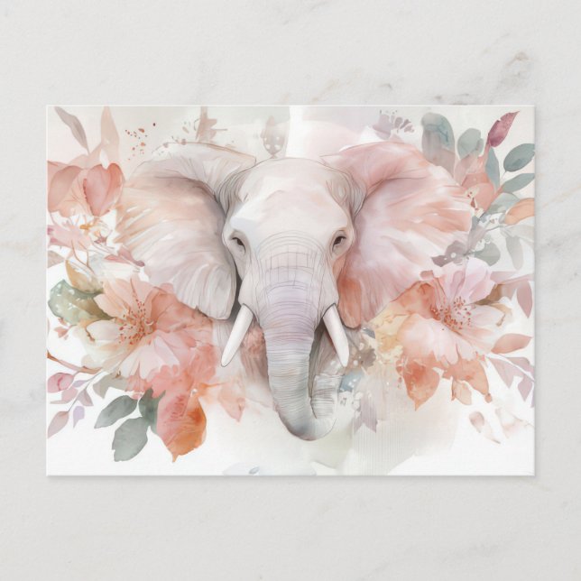 Carte Postale Aquarelle abstraite Illustration d'un éléphant (Devant)