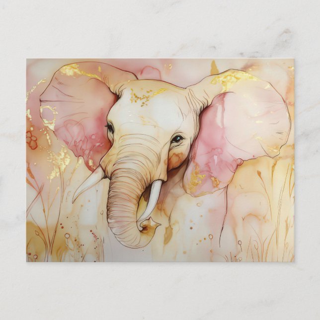 Carte Postale Aquarelle abstraite Illustration d'un éléphant (Devant)