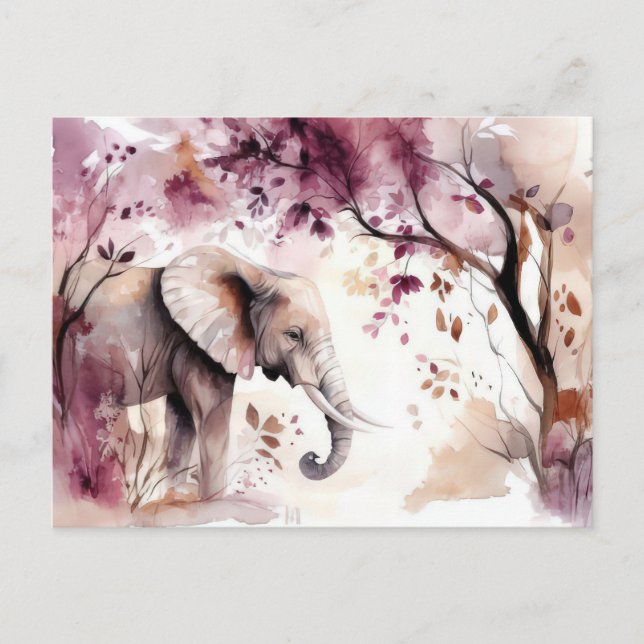 Carte Postale Aquarelle abstraite Illustration d'un éléphant (Devant)