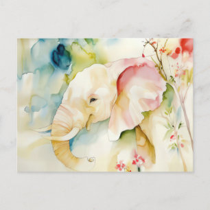 Carte Postale Aquarelle abstraite Illustration d'un éléphant
