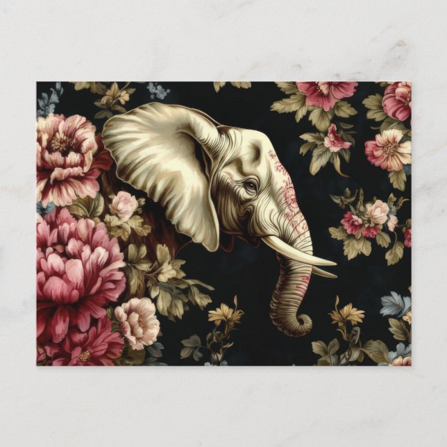 Carte Postale Aquarelle abstraite Illustration d'un éléphant (Devant)