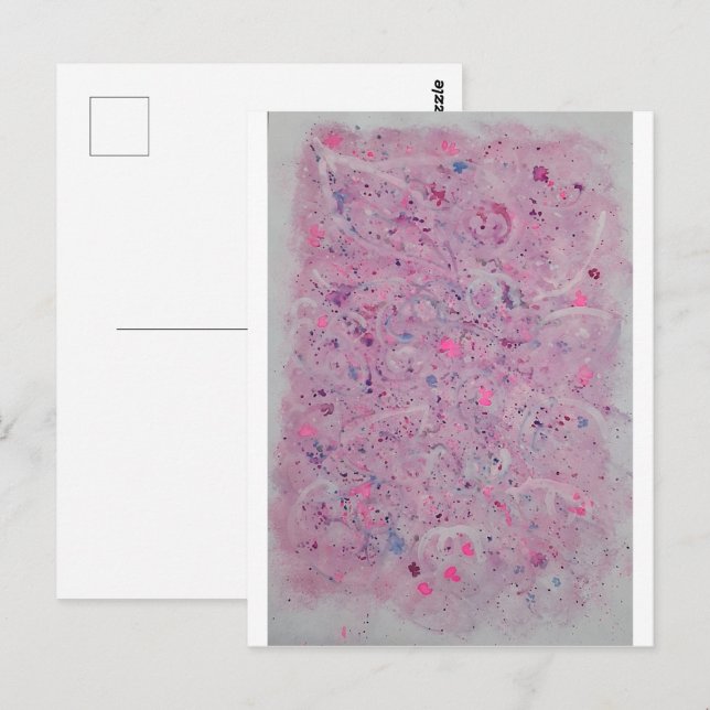Carte Postale Aquarelle Abstraite Rose Pastel (Devant / Derrière)