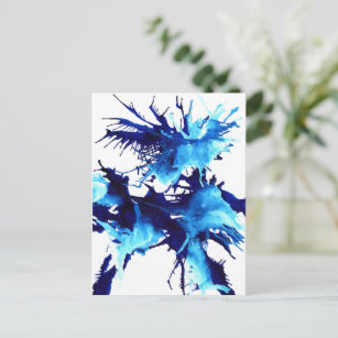 Carte Postale Aquarelle Abstraite splash bleu