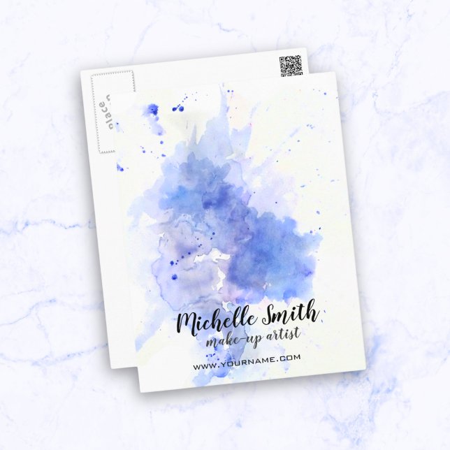 Carte Postale Aquarelle Abstraite trait de brosse bleu clair (Créateur téléchargé)