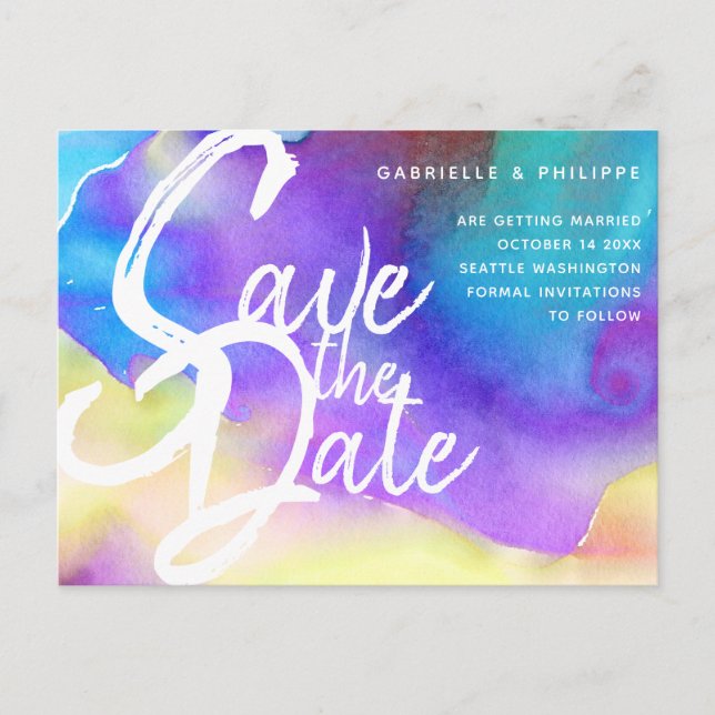 Carte Postale Aquarelle Abstraite violette, gras, chic et modern (Devant)