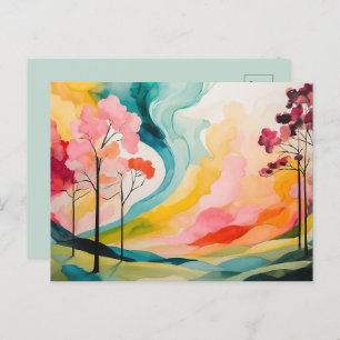 Carte Postale Aquarelle Abstraite Vivid Springtime