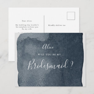 Carte Postale aquarelle acier bleu laveur présentateur Invitatio